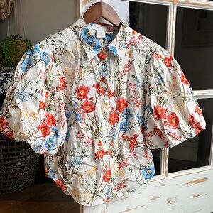 Floral Puff Sleeve Women’s Shirt